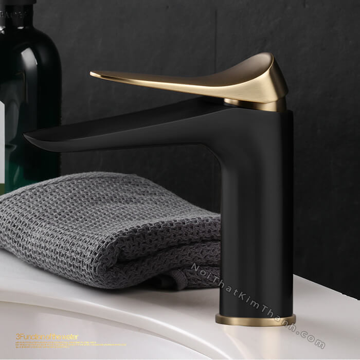 Vòi lavabo nóng lạnh màu đen vàng - SV24NL