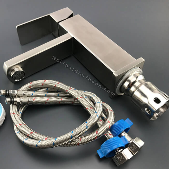 Vòi lavabo nóng lạnh inox vuông 304 loại 1  - SV37NL