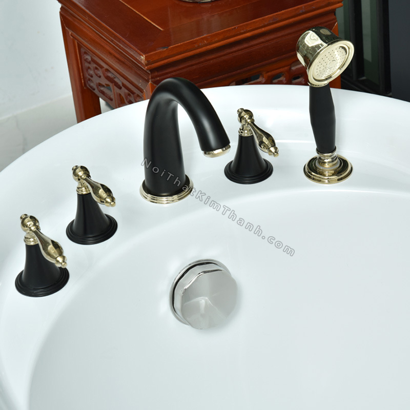 Bộ vòi cấp nước bồn tắm màu đen 5 lỗ - PK165