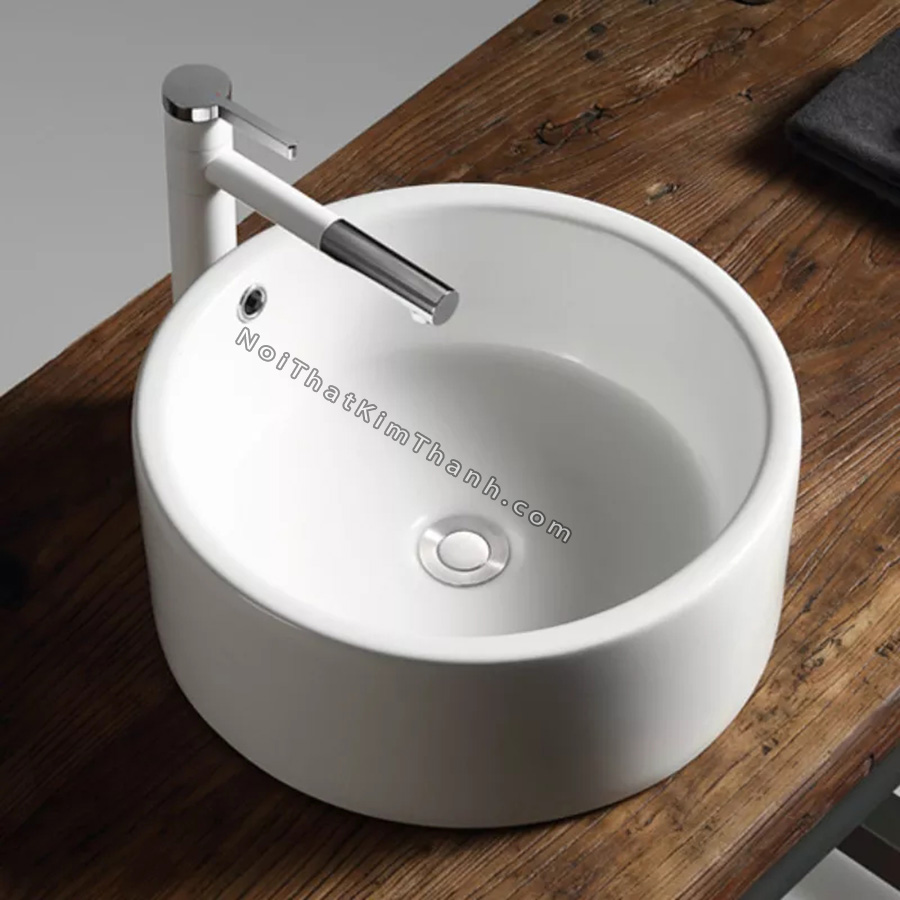 Lavabo đặt bàn hình tròn viền dày có xả tràn - LB93