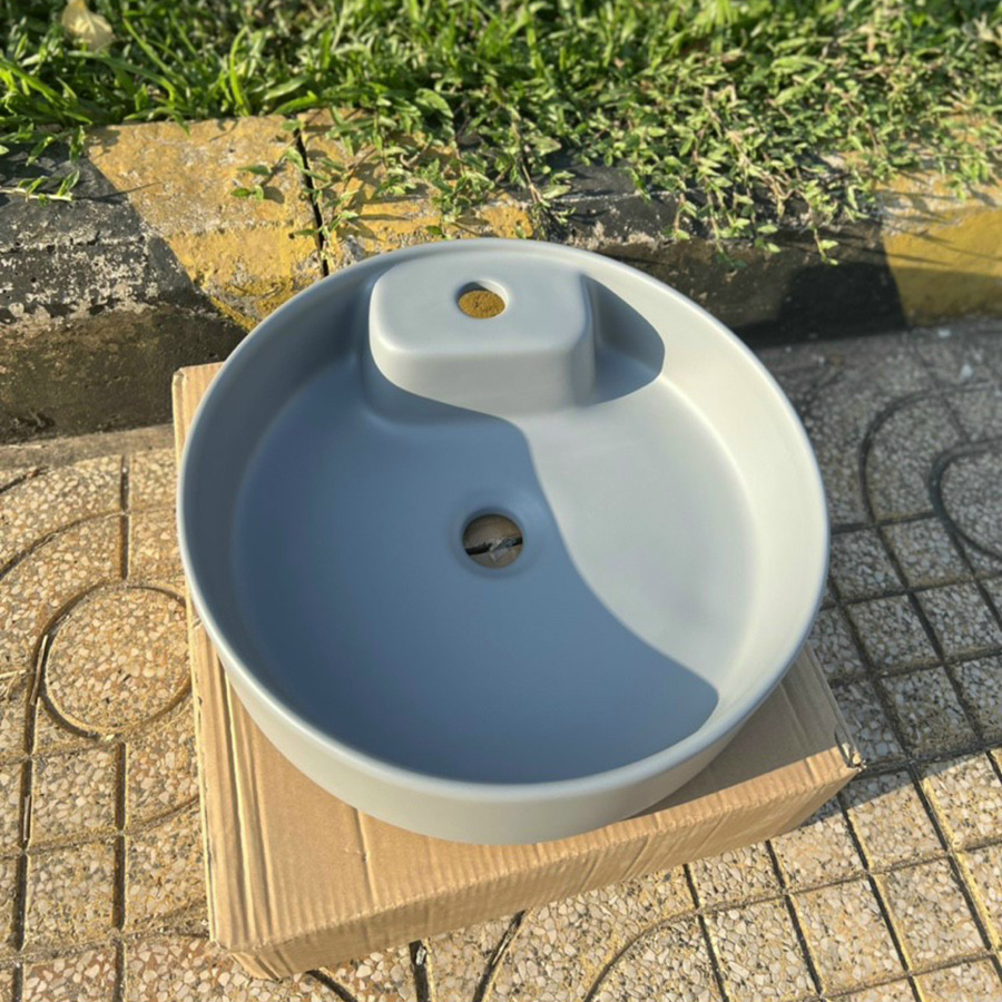 Lavabo đặt bàn hình tròn màu xanh nhạt - LB125