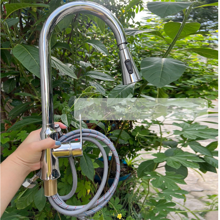 Vòi rửa chén nóng lạnh dây rút ổ bi xoay - SV133NL