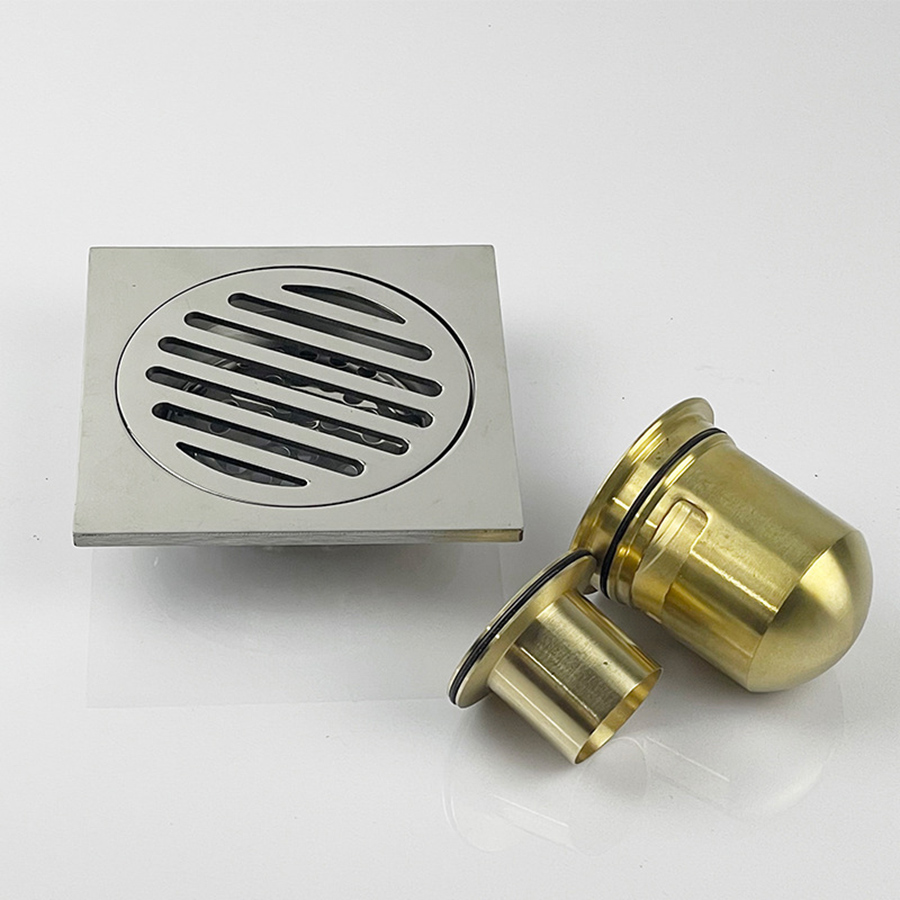 Thoát sàn inox mờ 12x12 củ đồng - D704