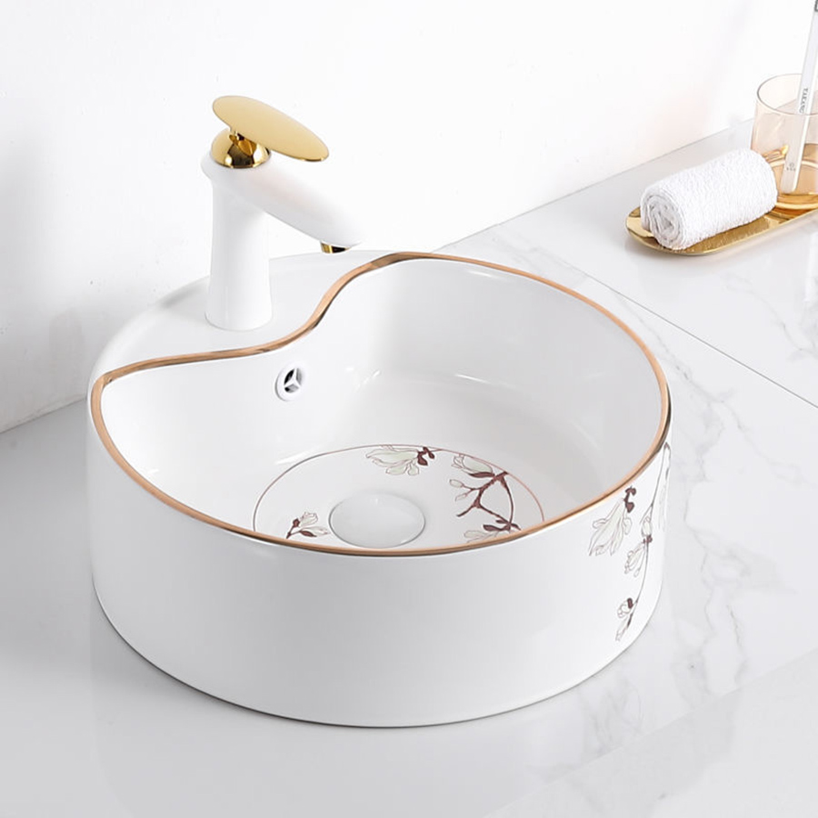 Lavabo tròn hoa đào - LB184