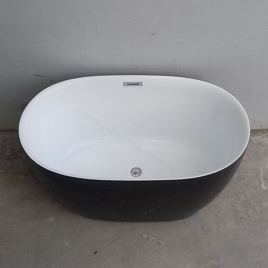 Bồn tắm nằm oval viền mỏng trắng đen 1m2 1m3 - BT1273