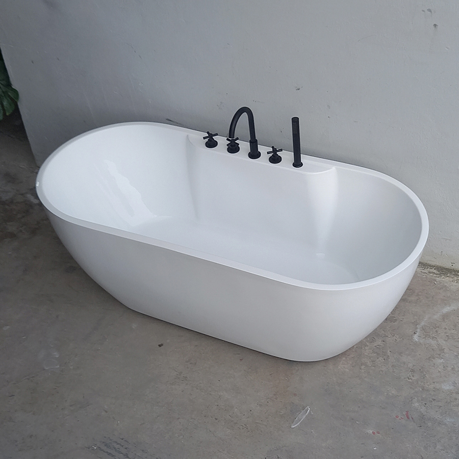 Bồn tắm nằm acrylic hình oval vòi đen - BT1274