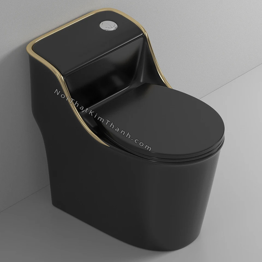 Bồn cầu màu đen viền vàng - BC215