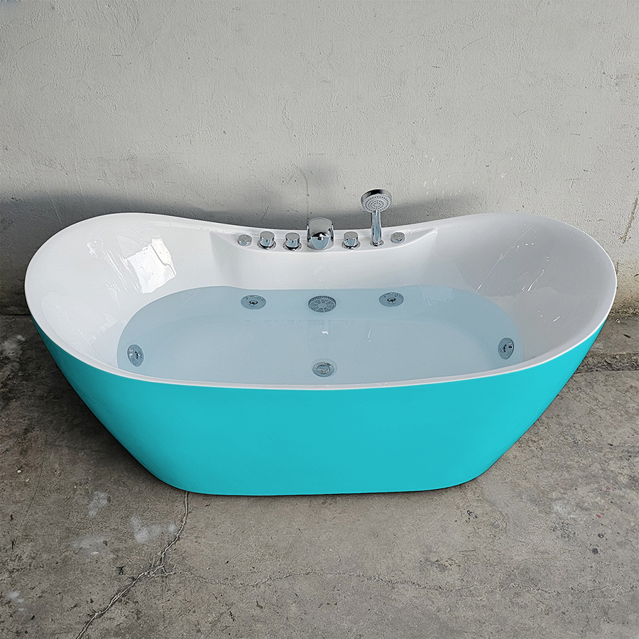 Bồn tắm massage thủy lực hình thỏi vàng màu xanh lơ - BT1317