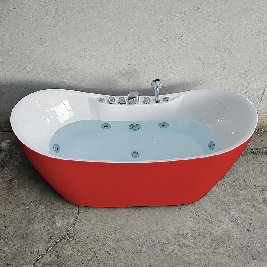 Bồn tắm massage thủy lực hình thỏi vàng màu đỏ - BT1318