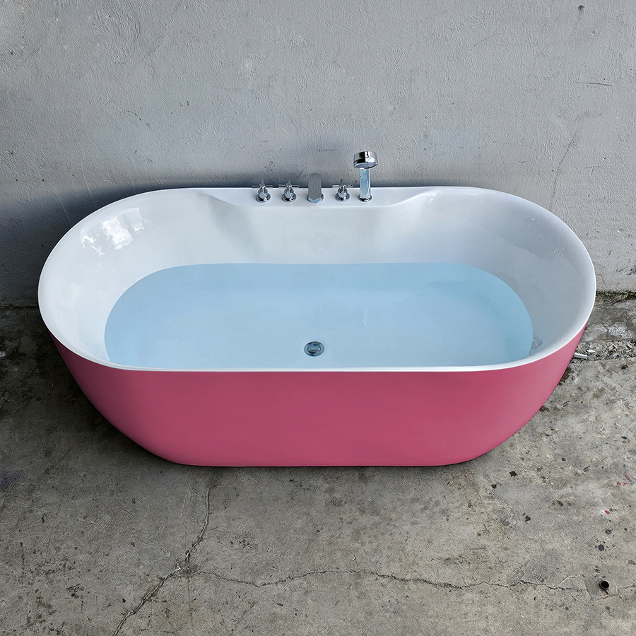 Bồn tắm oval bầu màu hồng có vòi - BT1333