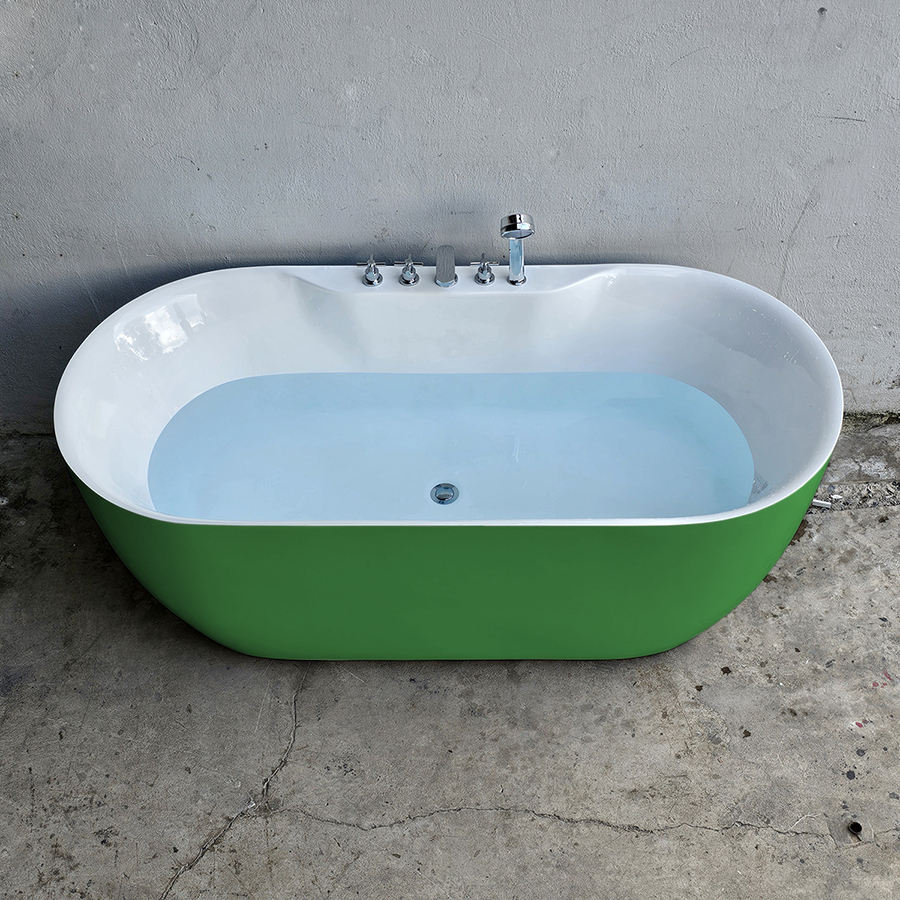 Bồn tắm oval bầu màu xanh lục có vòi - BT1335