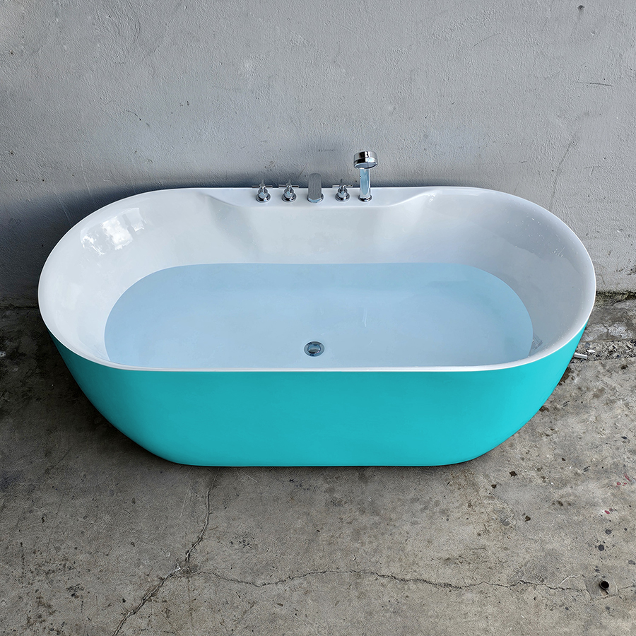 Bồn tắm oval bầu màu xanh lơ có vòi - BT1336