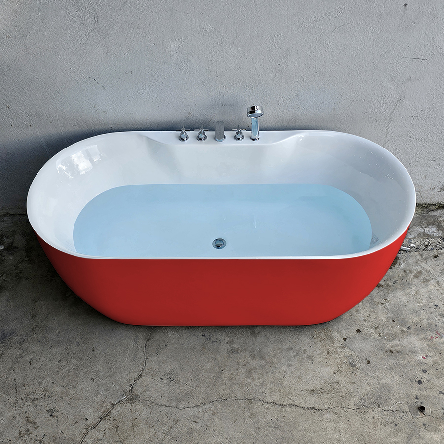 Bồn tắm oval bầu màu đỏ có vòi - BT1337