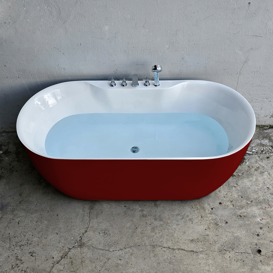 Bồn tắm oval bầu màu đỏ bordeaux có vòi - BT1338