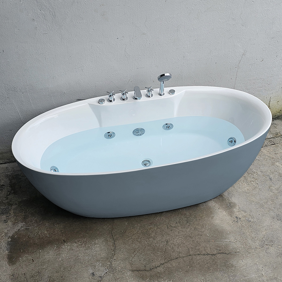 Bồn tắm oval màu xám massage sen vòi - BT1350