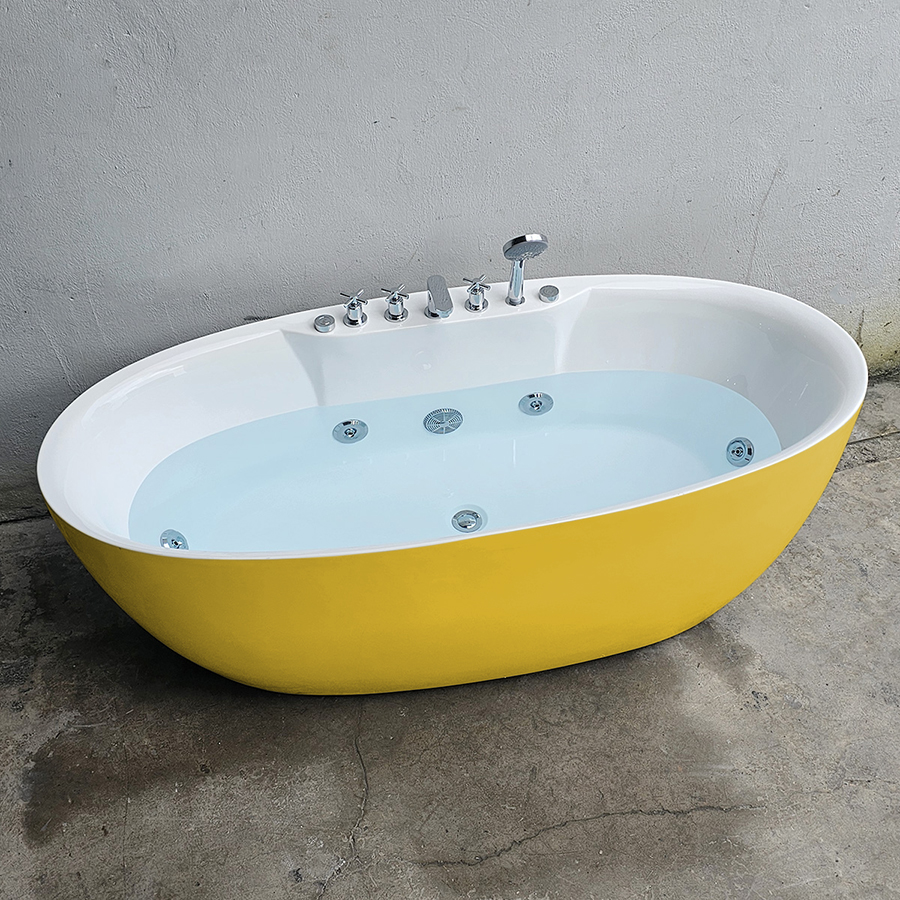 Bồn tắm oval màu vàng massage sen vòi - BT1351