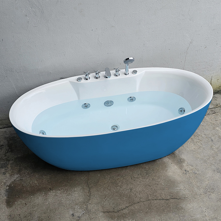 Bồn tắm oval màu xanh dương massage sen vòi - BT1353