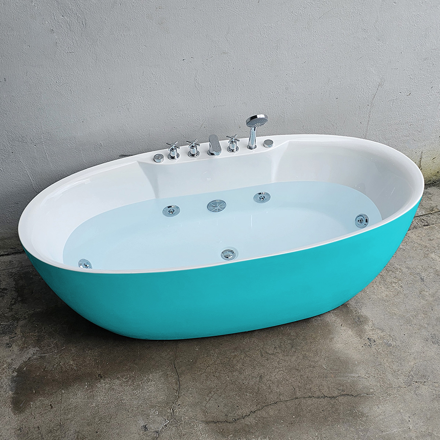 Bồn tắm oval màu xanh lơ massage sen vòi - BT1355