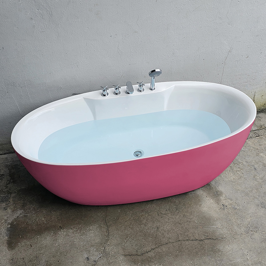 Bồn tắm oval trứng màu hồng có vòi - BT1361