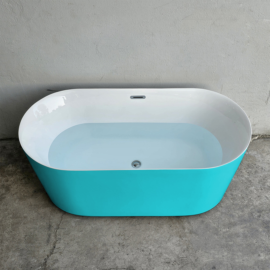 Bồn tắm hình oval thẳng màu xanh lơ - BT1383