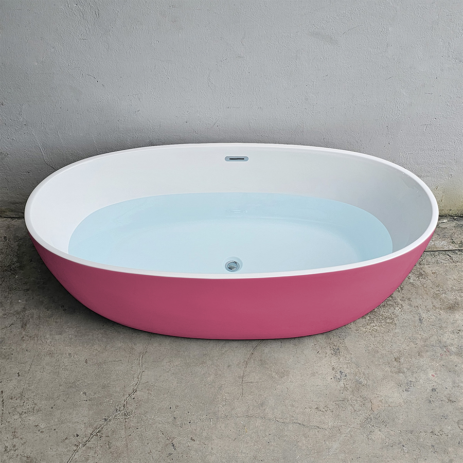 Bồn tắm hình oval trứng màu hồng - BT1387