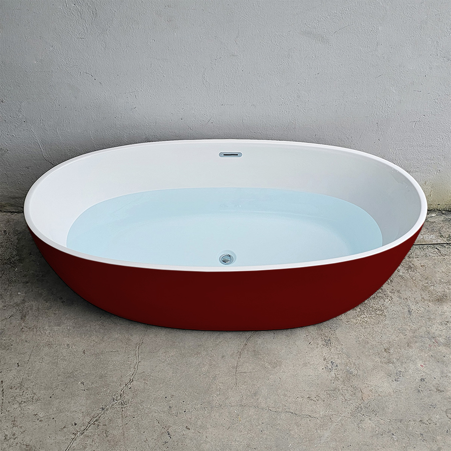 Bồn tắm hình oval trứng màu đỏ bordeaux - BT1392