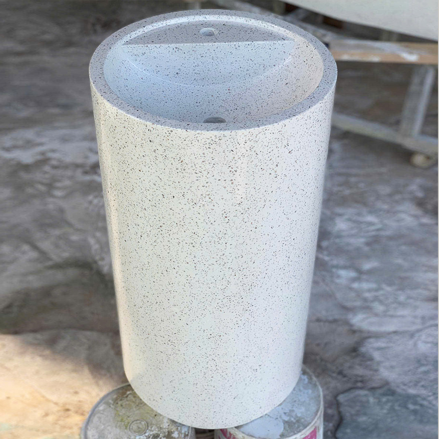 Lavabo trụ đá terrazzo trắng hạt - LB208 Lavabo trụ đá terrazzo trắng hạt - LB208